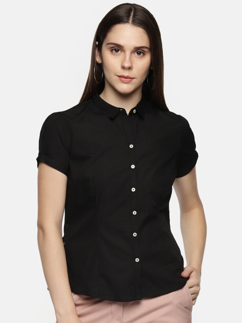 

Annabelle by Pantaloons Women Black Regular Fit Solid Casual Shirt