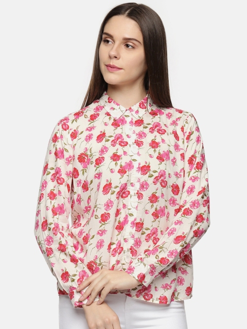 

Annabelle by Pantaloons Women Beige & Pink Regular Fit Printed Casual Shirt