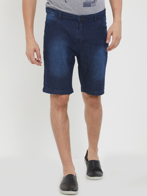 

FiTZ Men Navy Blue Washed Regular Fit Denim Shorts