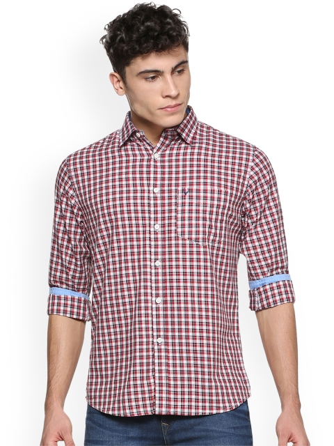 

Allen Solly Men Red & White Slim Fit Checked Casual Shirt