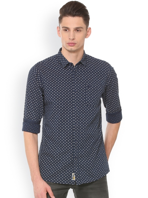 

Solly Jeans Co. Men Navy Blue Regular Fit Printed Casual Shirt