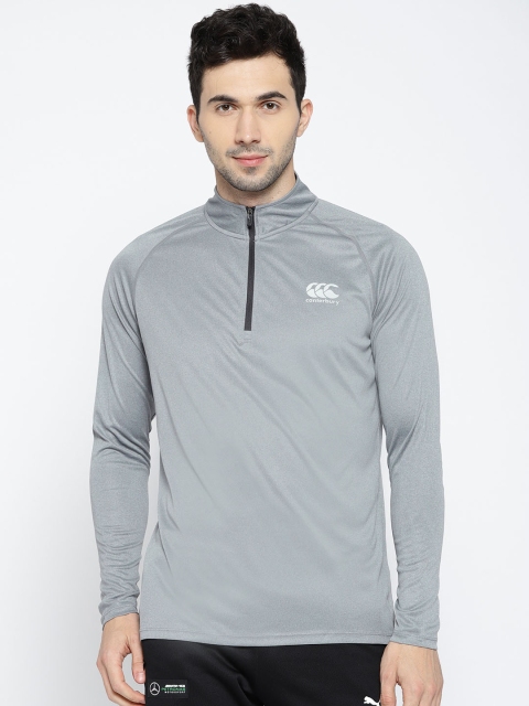 

Canterbury Men Grey Melange Solid High Neck T-shirt
