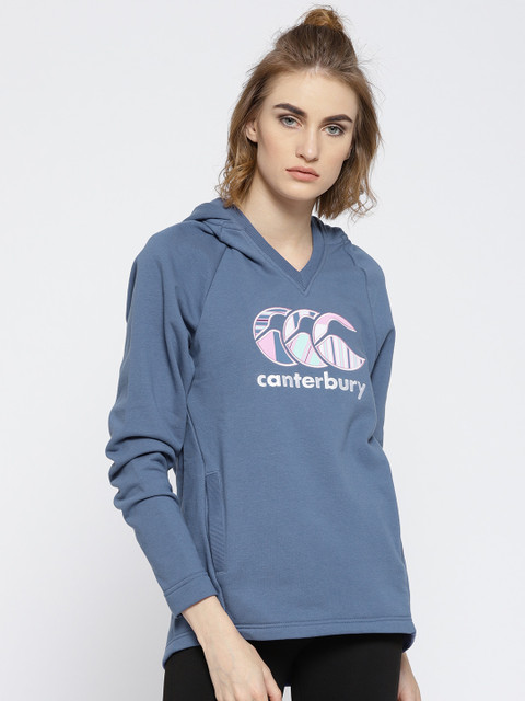 

Canterbury Women Blue Printed Hooded Sweatshirt