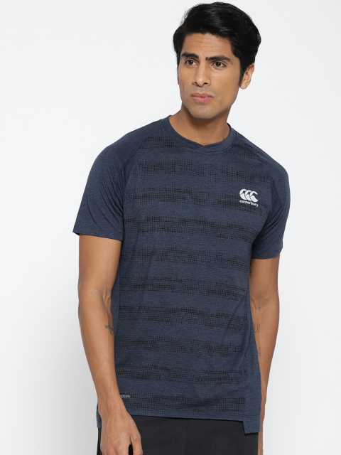 

Canterbury Men Navy Blue Striped Round Neck T-shirt