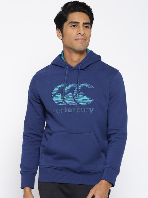 

Canterbury Men Blue Printed Hooded Sweatshirt
