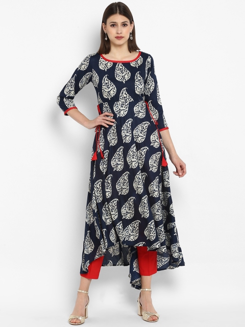 

MBE Women Blue Printed A-Line Kurta