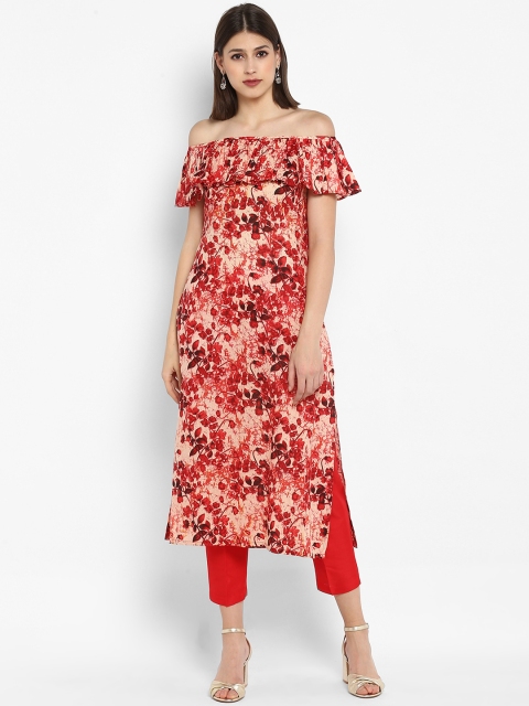 

MBE Women Red Printed Straight Kurta