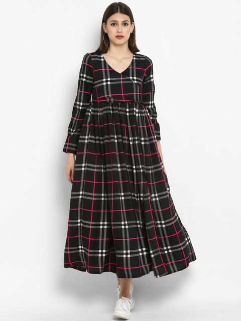 

MBE Women Black Checked Fit and Flare Dress