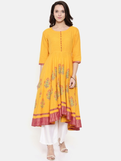 

Melange by Lifestyle Women Mustard Printed A-Line Kurta