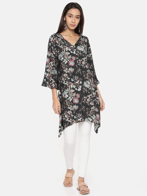 

Melange by Lifestyle Women Black Printed A-Line Kurta