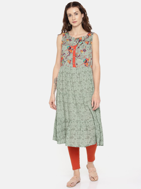 

Melange by Lifestyle Women Grey Printed A-Line Kurta