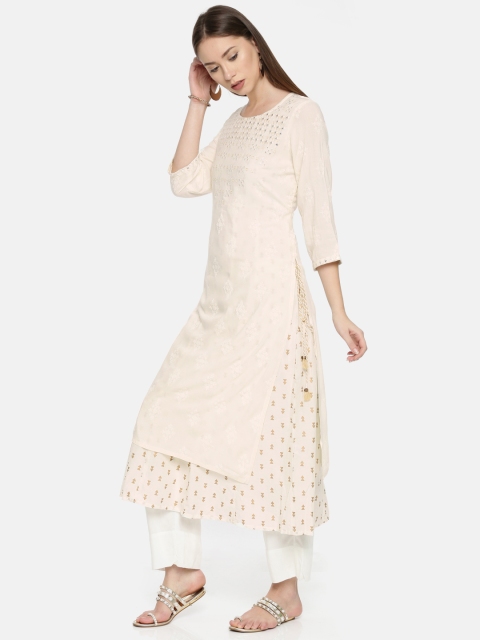 

Melange by Lifestyle Women Off-White Printed A-Line Kurta