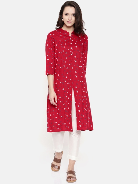 

Melange by Lifestyle Women Red Printed Straight Kurta