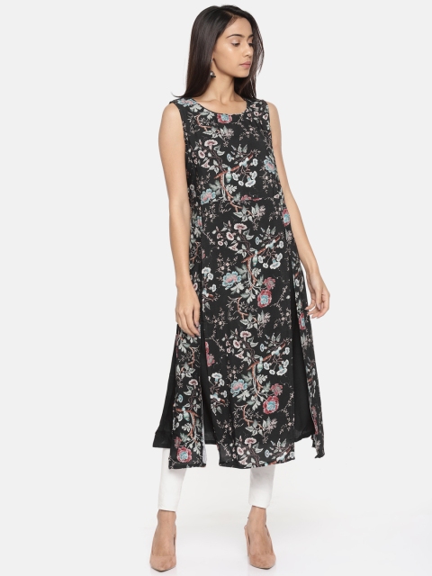 

Melange by Lifestyle Women Black Printed A-Line Kurta
