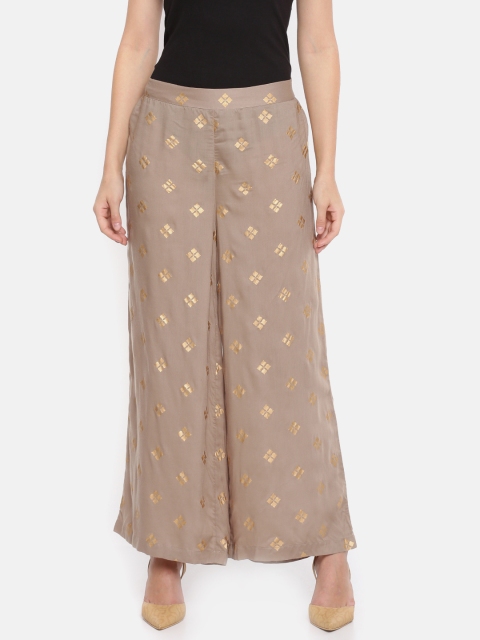 

Melange by Lifestyle Women Grey Foil-Printed Straight Palazzos