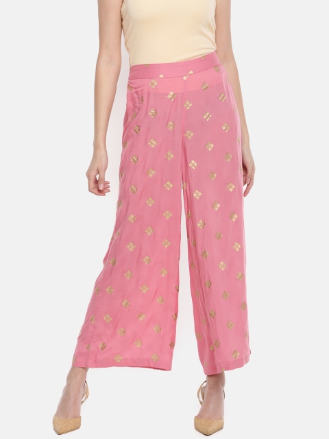 

Melange by Lifestyle Women Pink Printed Wide Leg Palazzos