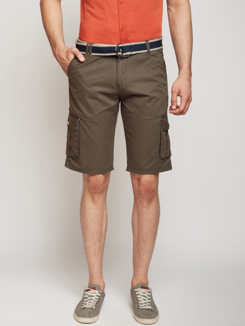 

Crimsoune Club Men Brown Solid Slim Fit Cargo Shorts