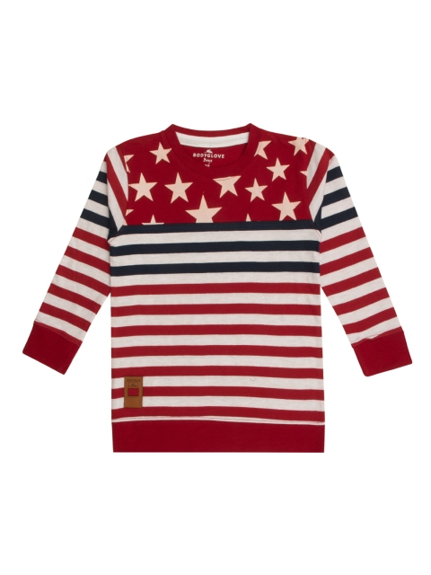 

BodyGlove Boys Maroon & White Striped Round Neck T-shirt