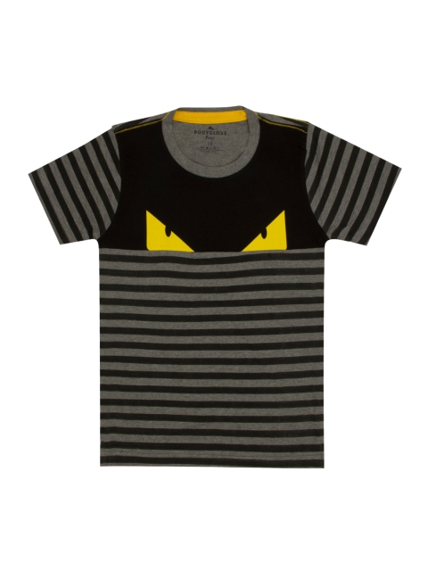 

BodyGlove Boys Black Striped Round Neck T-shirt