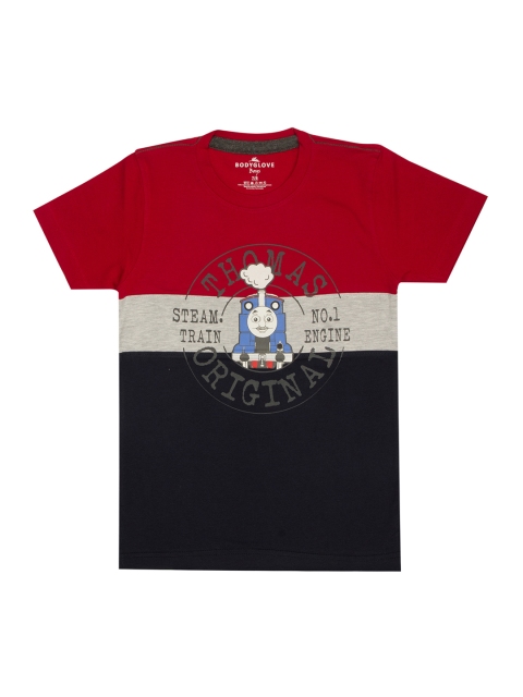

BodyGlove Boys Red & Navy Blue Colourblocked Round Neck T-shirt