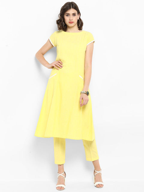 

MBE Women Yellow Solid Kurta with Trousers
