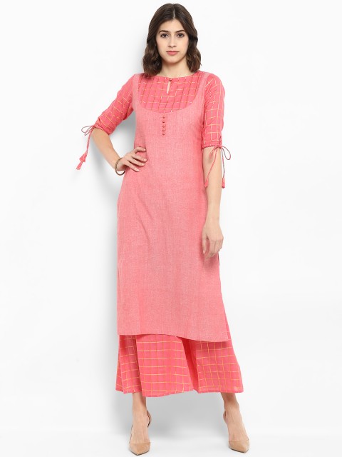 

MBE Women Pink Solid Kurta with Palazzos