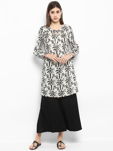 

MBE Women Black & White Printed Kurta with Palazzos