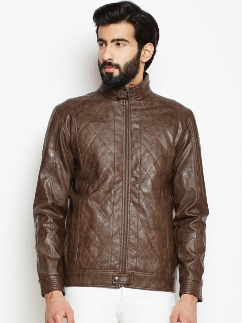 

Crimsoune Club Men Brown Solid Biker Jacket