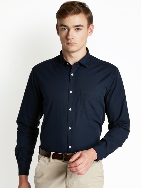 

Spiritus by pantaloons Men Blue Regular Fit Solid Formal Shirt