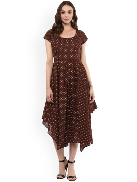 

MBE Women Brown Printed Fit and Flare Dress