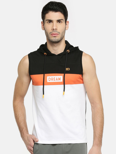 

Ajile by Pantaloons Men White Colourblocked Hood T-shirt