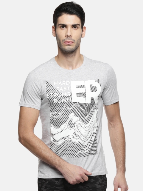 

Ajile by Pantaloons Men Grey Melange Printed Round Neck T-shirt