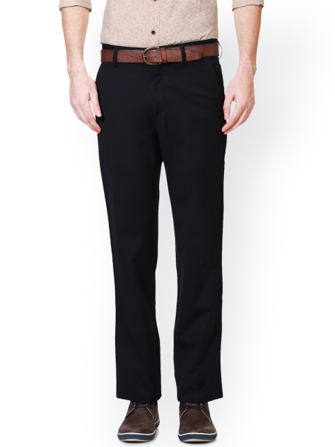 

Allen Solly Men Navy Blue Regular Fit Self Design Formal Trousers