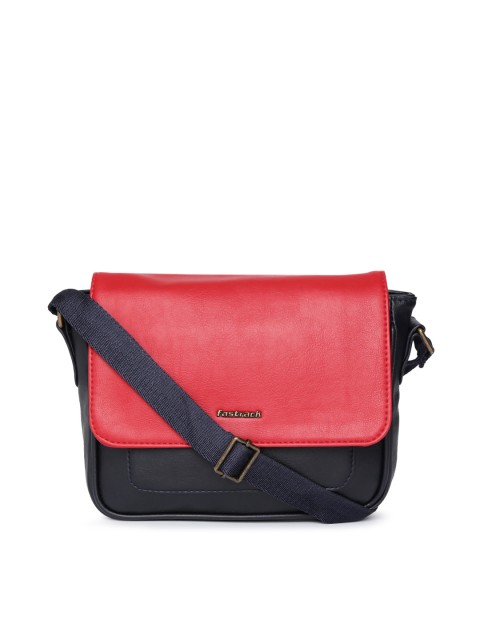 

Fastrack Unisex Navy Blue & Red Colourblocked Messenger Bag