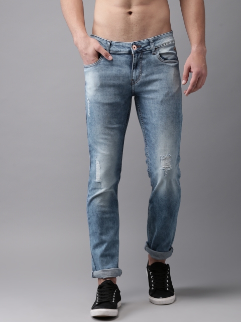 

Flying Machine Men Blue Micheal Slim Tapered Fit Mid-Rise Low Distress Stretchable Jeans