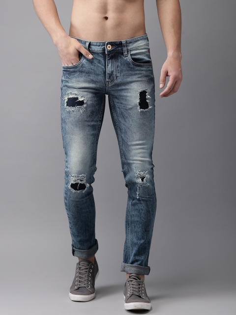 

Flying Machine Men Blue Jackson Skinny Fit Low-Rise Highly-Distressed Jeans