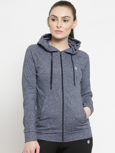 

BUKKUM Women Navy Blue Solid Hooded Sweatshirt