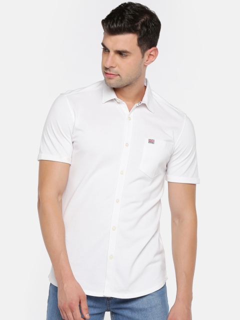 

BYFORD by Pantaloons Men White Solid Polo Collar T-shirt