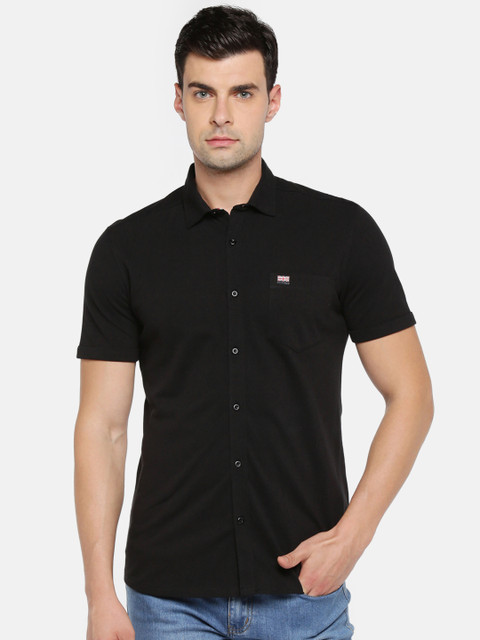 

BYFORD by Pantaloons Men Black Solid Polo Collar T-shirt