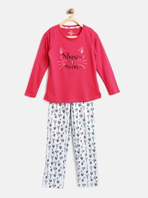 

Sweet Dreams Girls Pink & Blue Printed Night suit 621678