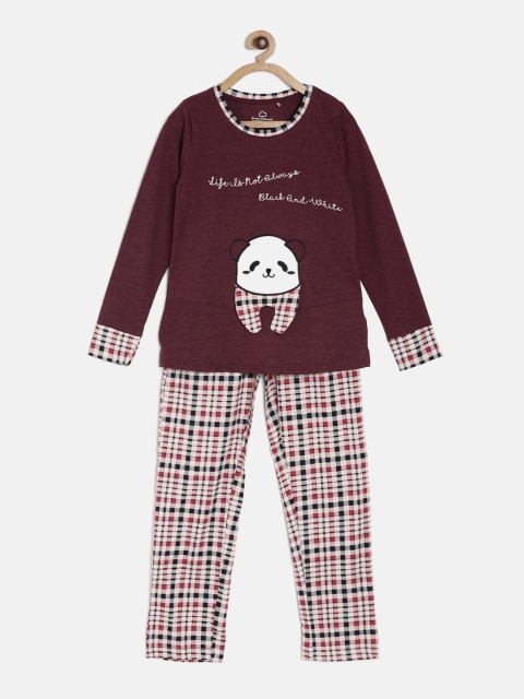 

Sweet Dreams Girls Burgundy & White Checked Night suit