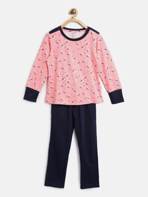 

Sweet Dreams Girls Peach-Coloured Printed Night suit 622278