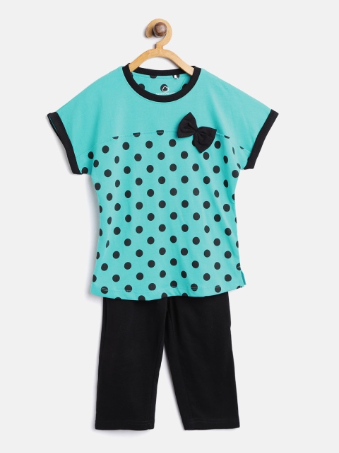 

Sweet Dreams Girls Blue & Black Printed Night suit
