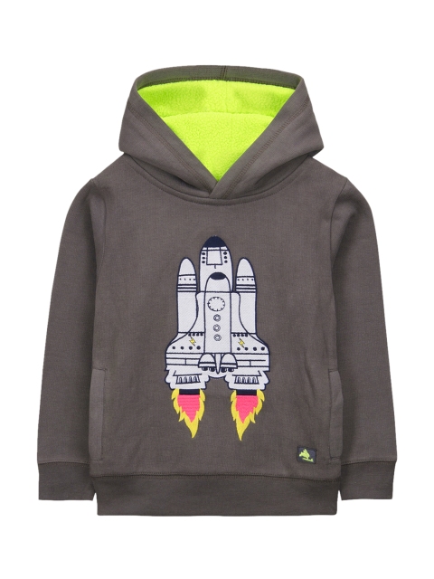 

Cherry Crumble Kids Grey Printed Hooded Sweatshirt