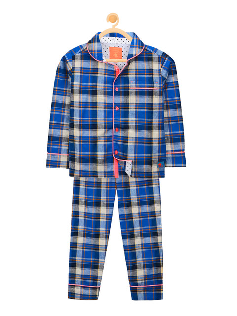 

Cherry Crumble Unisex Blue & White Checked Night suit