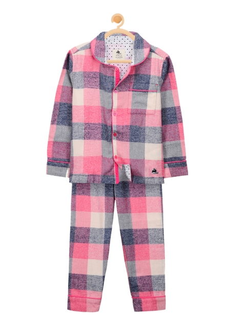 

Cherry Crumble Unisex Pink & Grey Checked Night suit