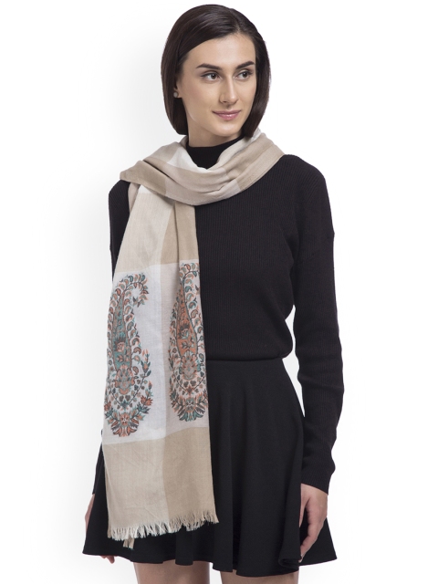 

SHINGORA Women Off-White & Beige Woven Design Stole