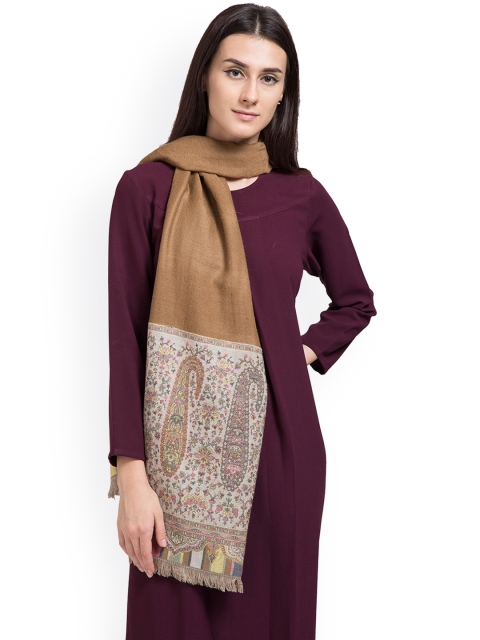 

SHINGORA Women Beige Woven Design Woollen Stole