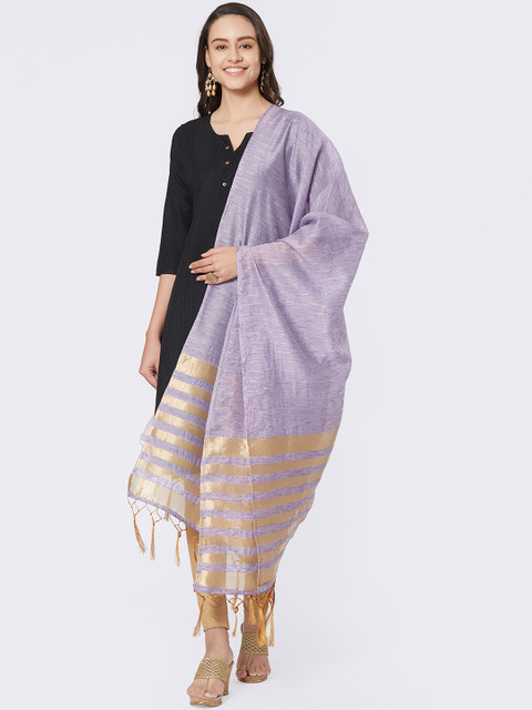 

Faserz Lavender & Golden Striped Dupatta