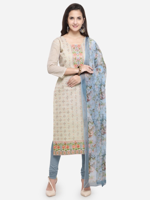 

Rajnandini Beige & Grey Modal Unstitched Dress Material